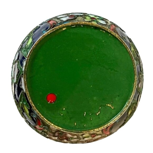 Antique Cloisonne w/ Ornate Enamel Flowers & Gold Gilding Brass Color Vase - Picture 13 of 13